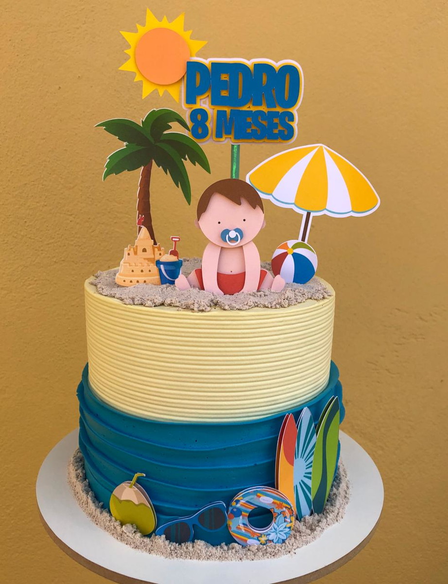 ARQUIVO DE CORTE Topo de Bolo - Bebê na praia