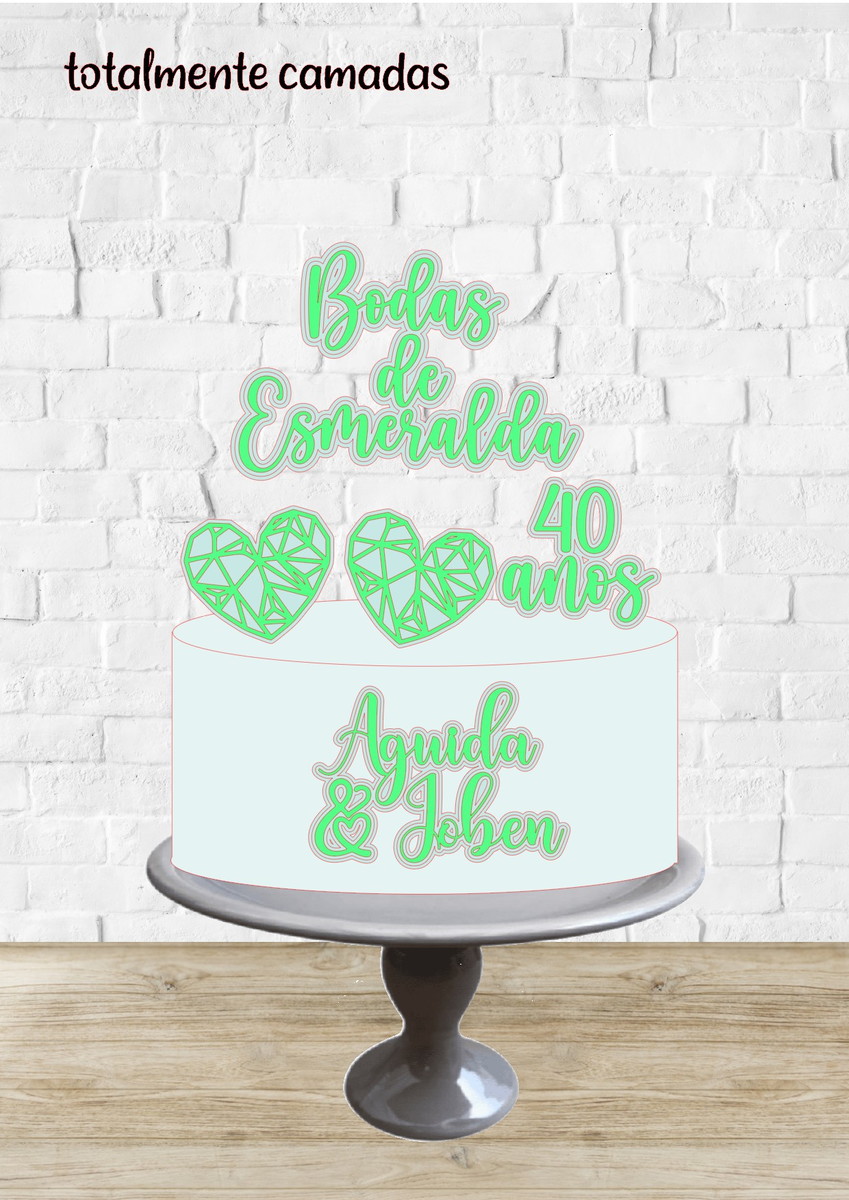 Arquivo de Corte Topo de Bolo Bodas de Esmeralda