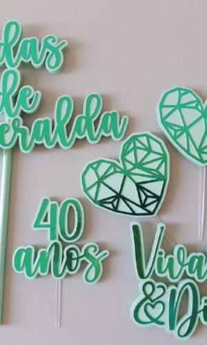 Arquivo de Corte - Topo de Bolo - Bodas de Esmeraldas