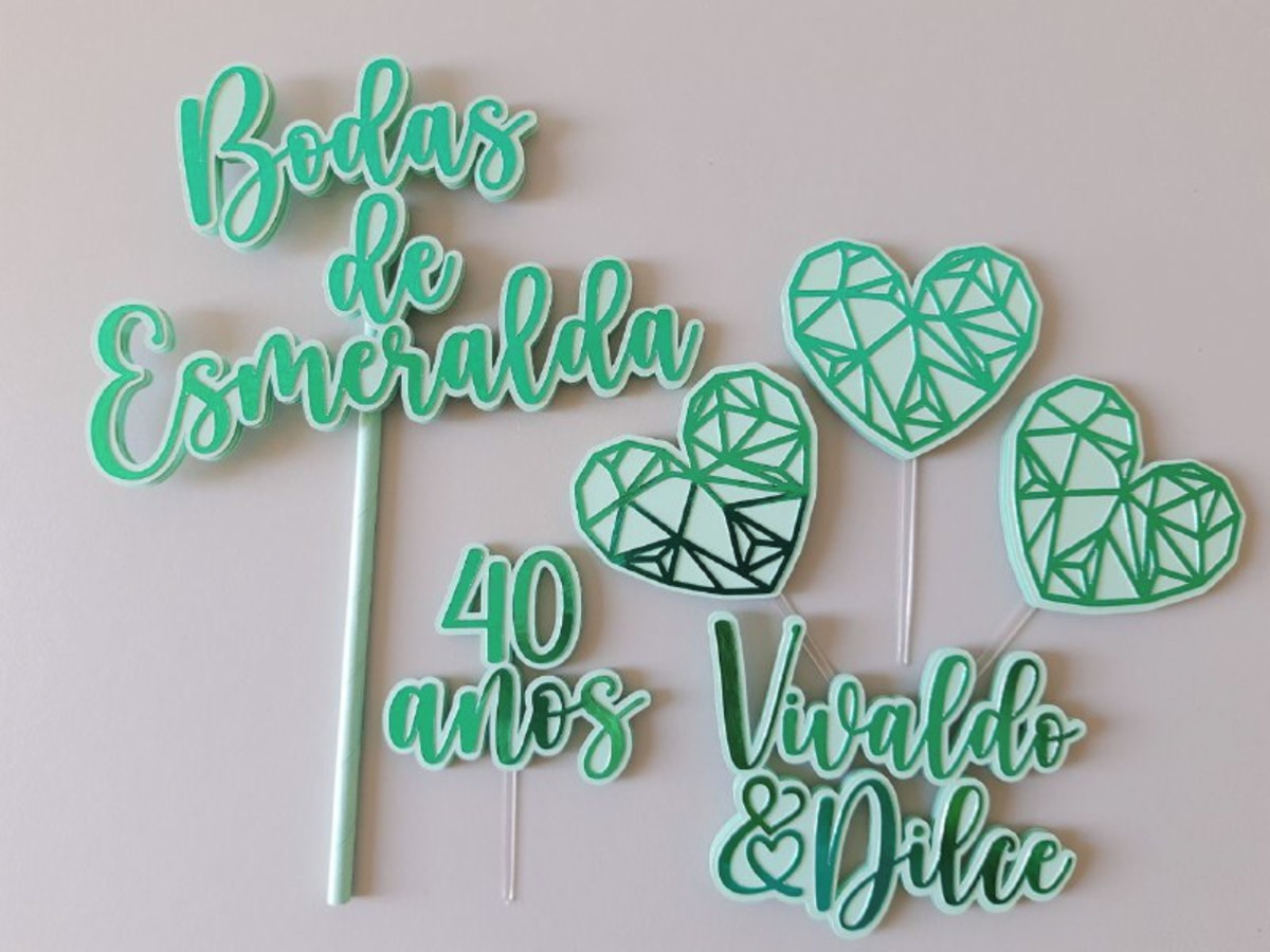 Arquivo de Corte - Topo de Bolo - Bodas de Esmeraldas