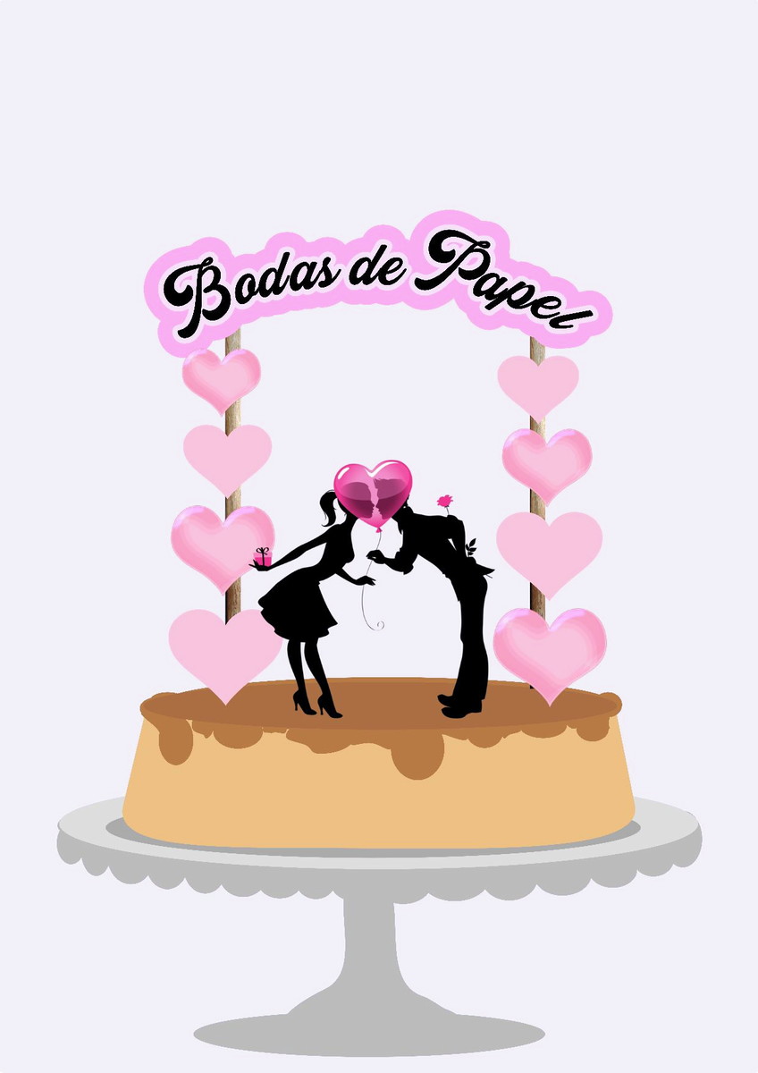 Arquivo de Corte Topo de Bolo Bodas de Papel Studio/PDF