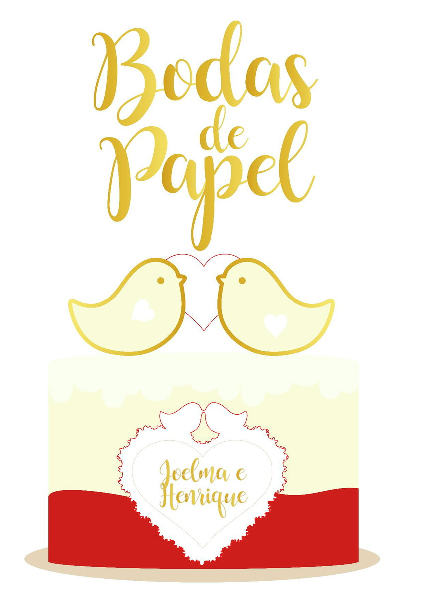 Arquivo de corte topo de bolo bodas de papel