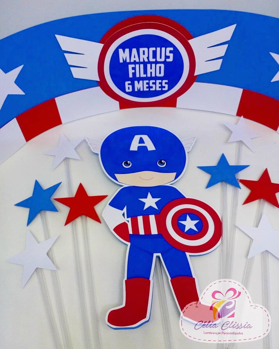 Arquivo de corte topo de bolo capitão América cute