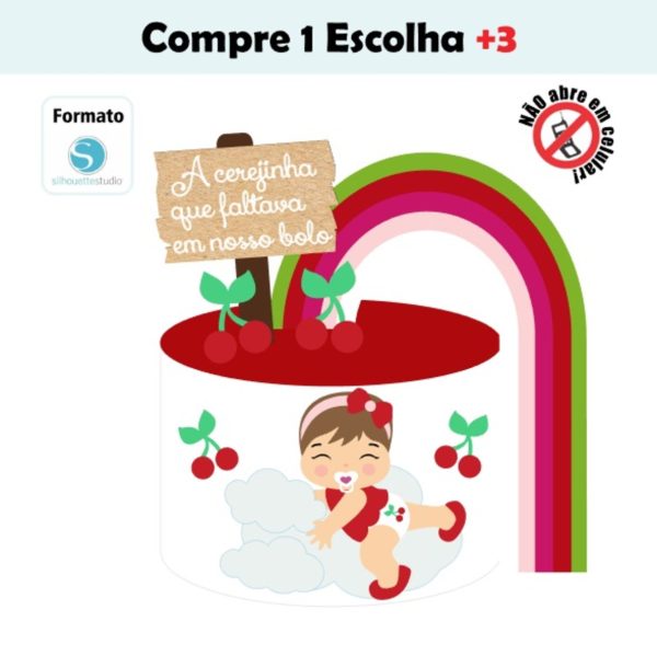 Arquivo de Corte Topo de Bolo Cerejinha Baby