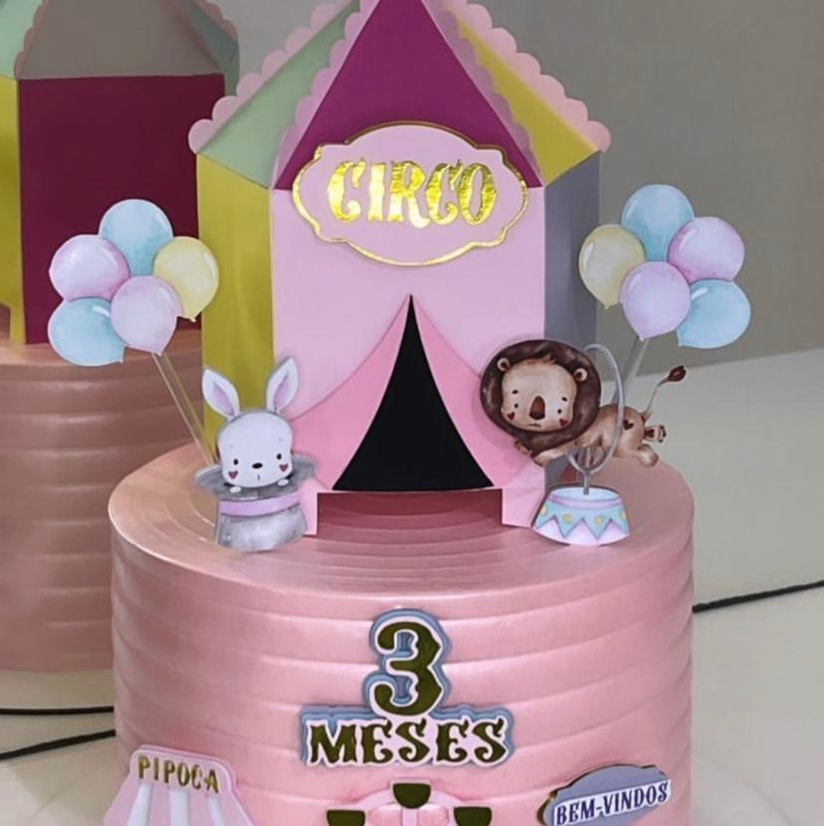 Arquivo de Corte Topo de Bolo Circo Rosa Menina Circo 3d