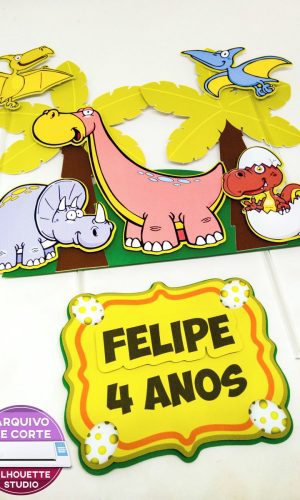 Arquivo de corte Topo de bolo Dinossauro STUDIO #2023