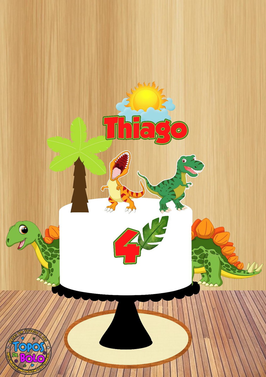 Arquivo de Corte Topo de Bolo Dinossauro Verde