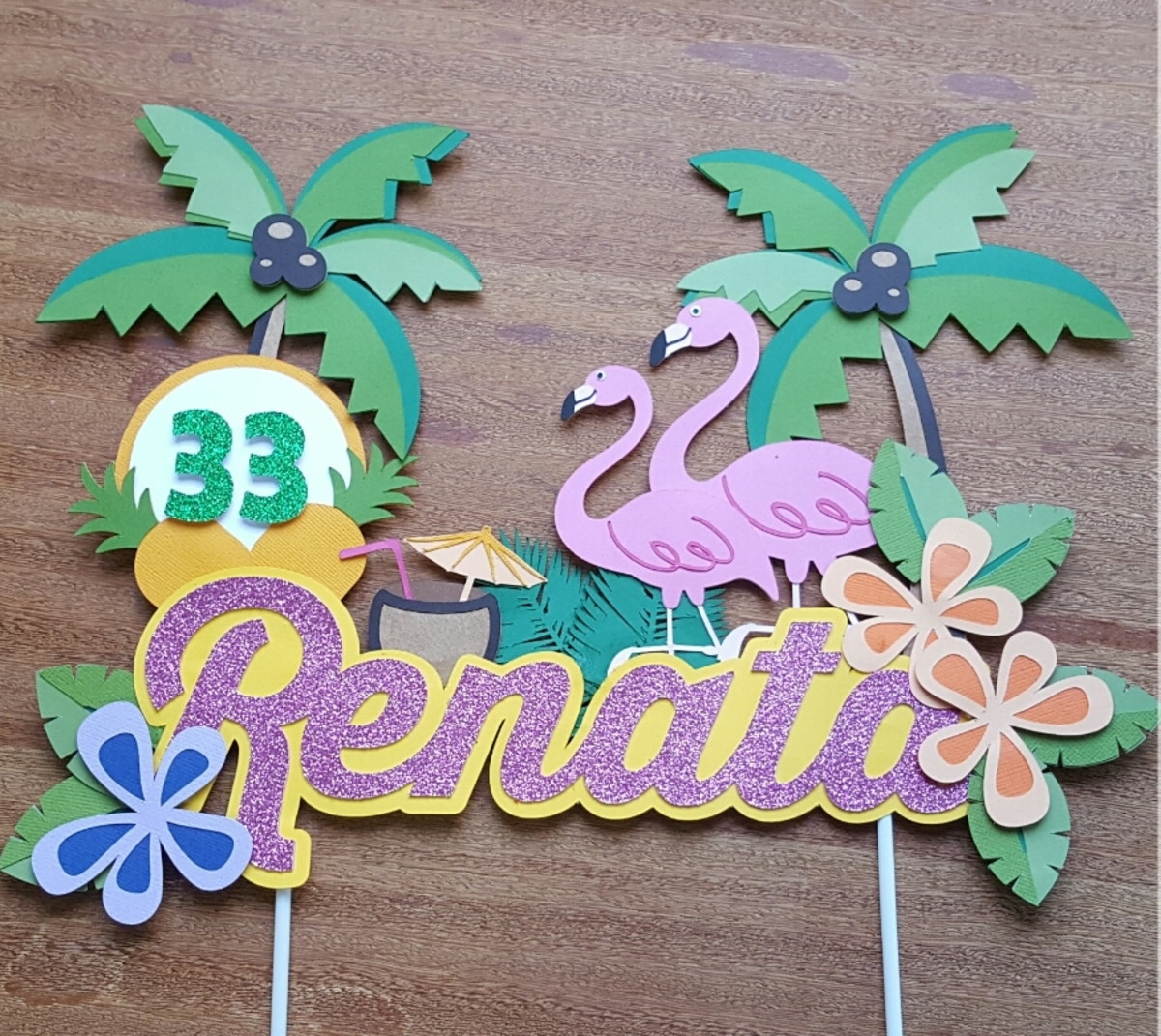 Arquivo de corte topo de bolo flamingo cute
