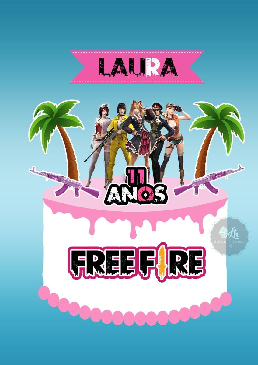 Arquivo de corte Topo de bolo Free fire Menina #1 PDF/JPG