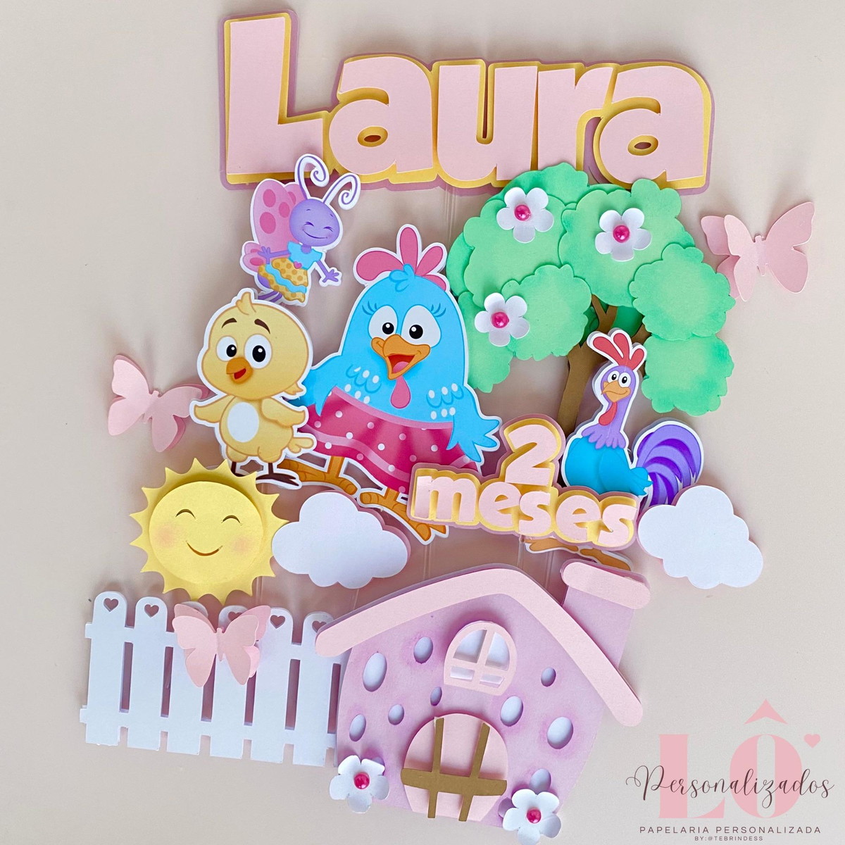 Arquivo de Corte - Topo de Bolo Galinha Pintadinha Candy 3d