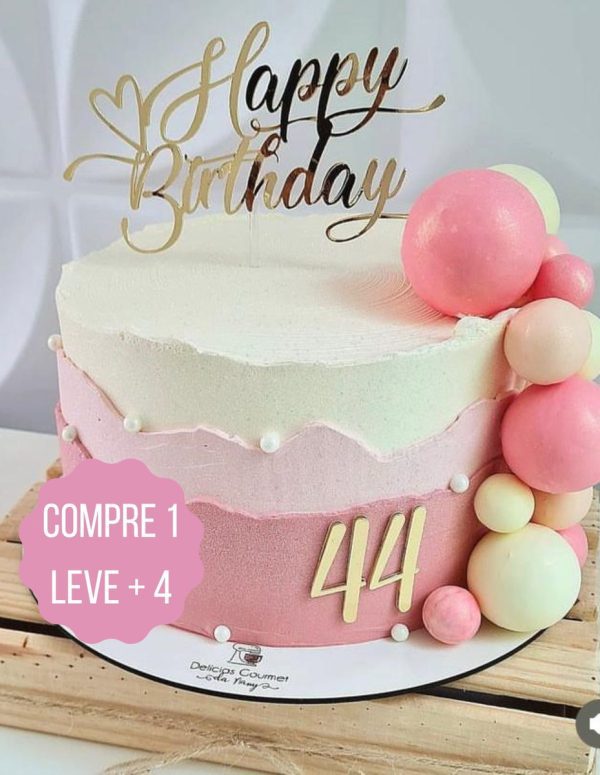Arquivo de Corte Topo de Bolo Happy Birthday com Coração