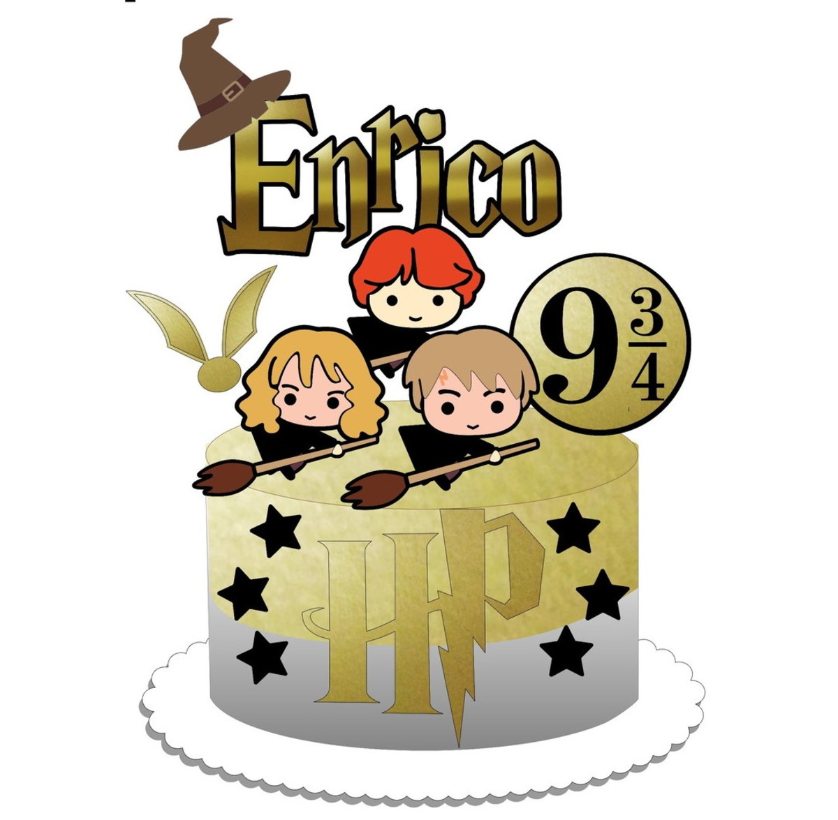 Arquivo de Corte Topo de Bolo Harry Potter em Camadas 538