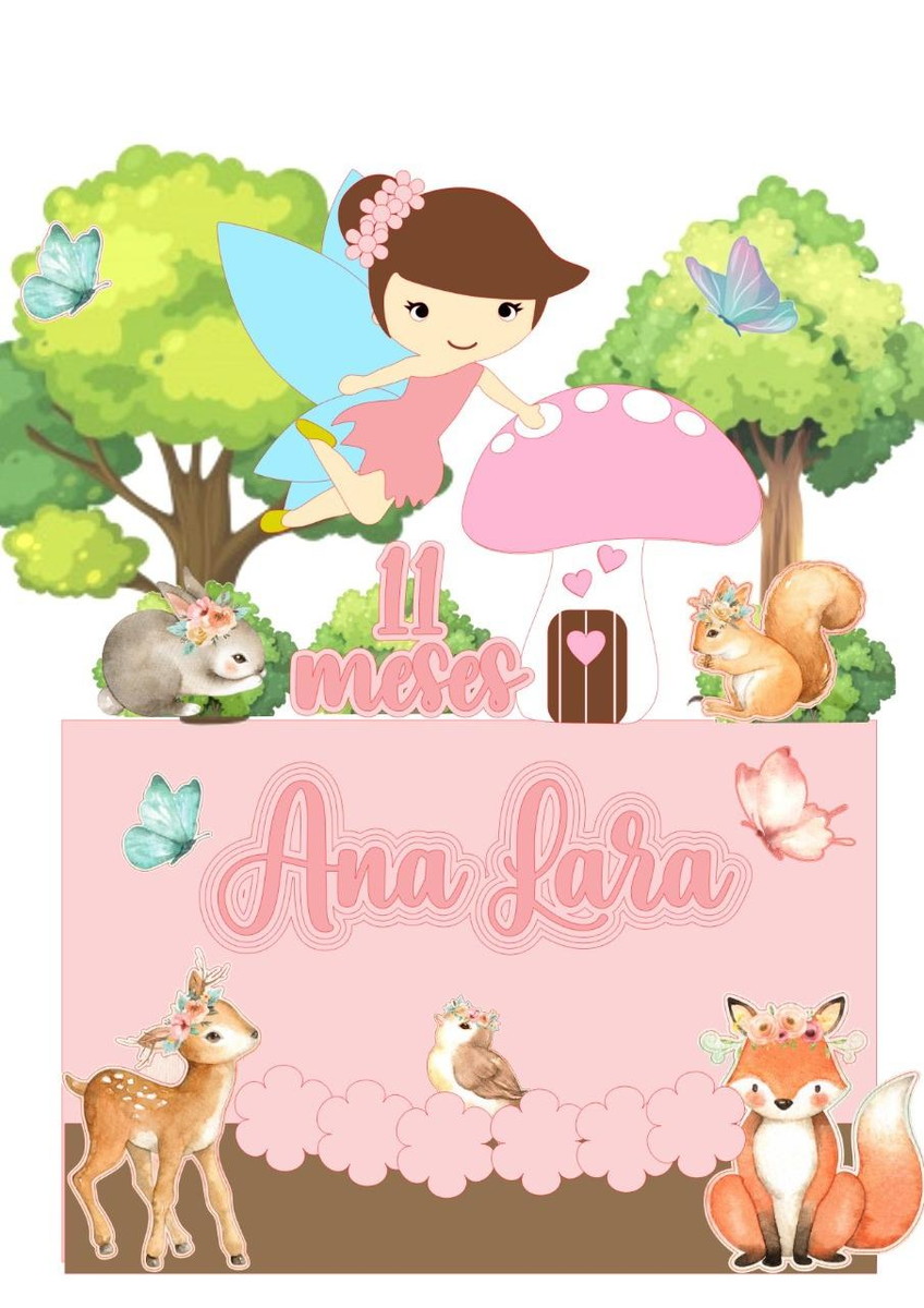 ARQUIVO DE CORTE TOPO DE BOLO JARDIM das fadas
