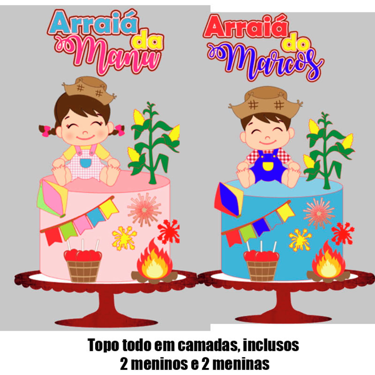 Arquivo de Corte Topo de Bolo Junino 17 + BRINDE
