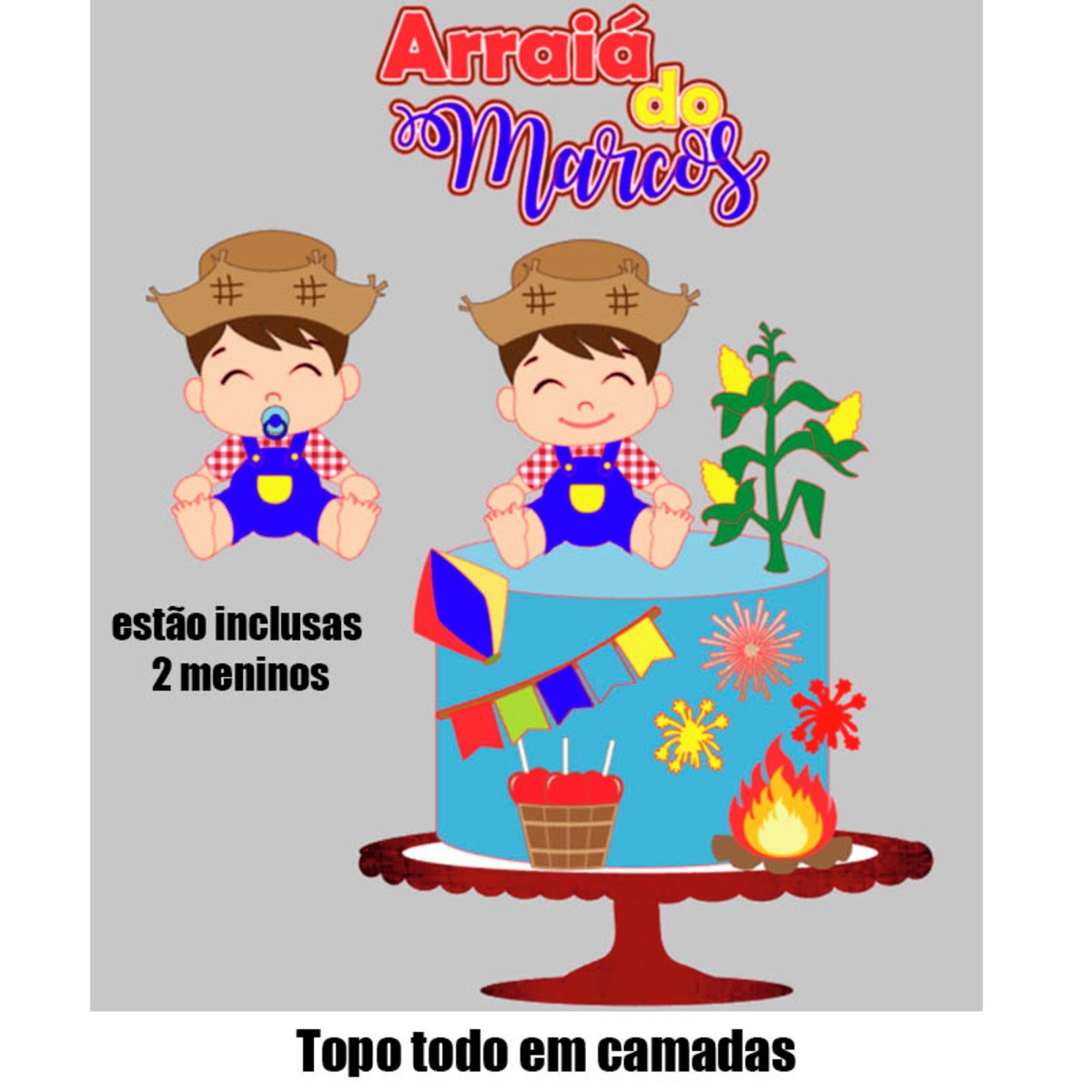 Arquivo de Corte Topo de Bolo Junino 17 + BRINDE - Imagem 2