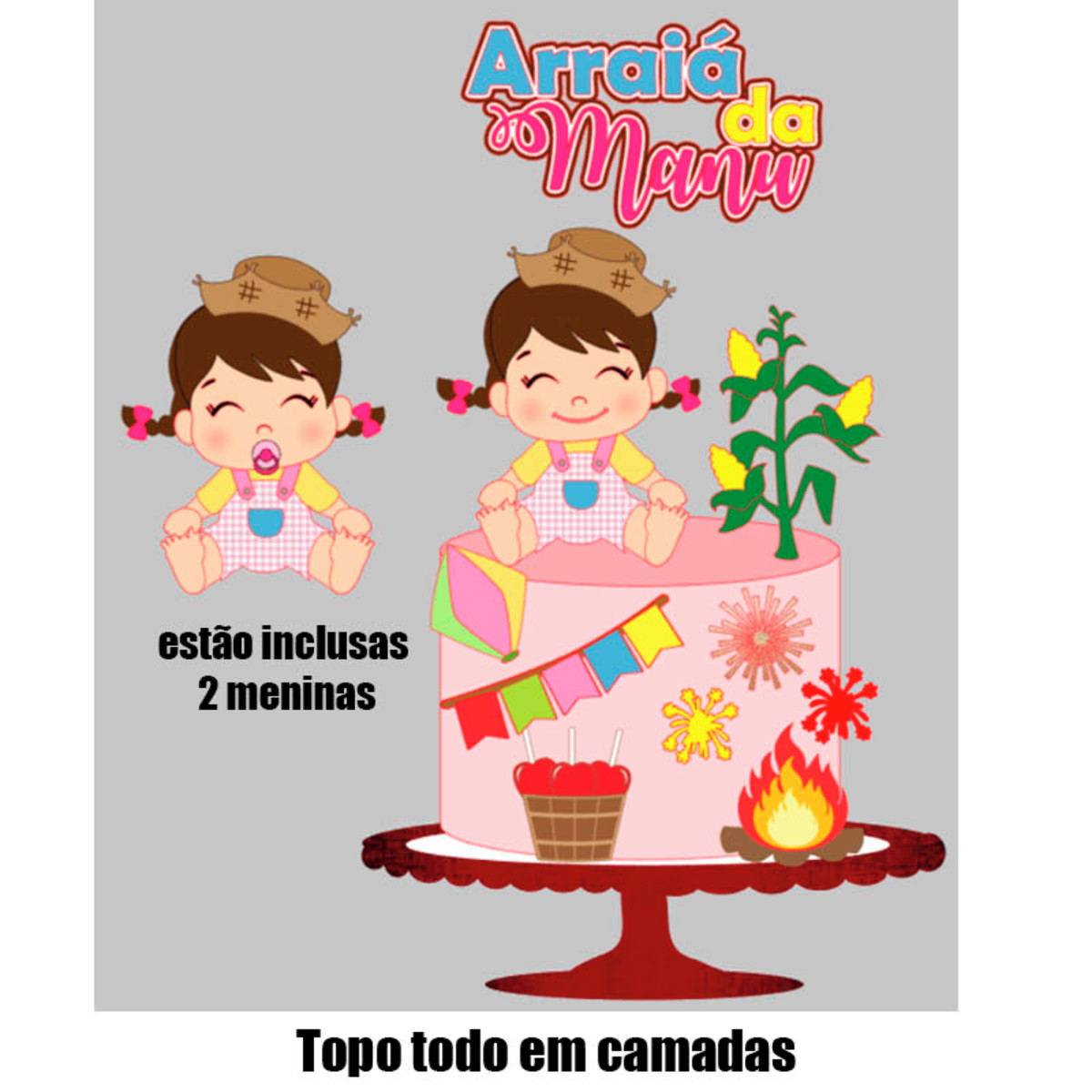 Arquivo de Corte Topo de Bolo Junino 17 + BRINDE - Imagem 3