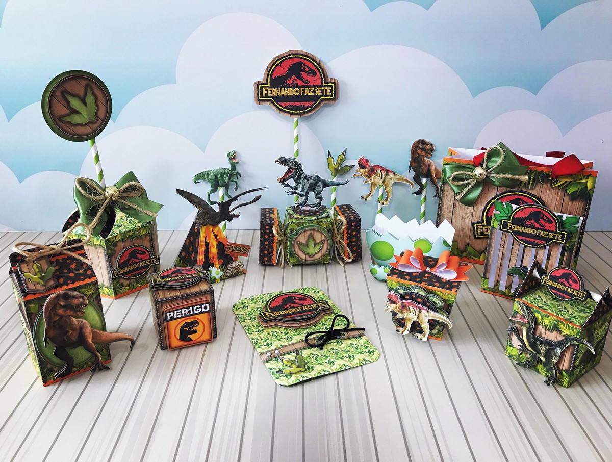 Arquivo de Corte Topo de Bolo Jurassic Park 2 CAMADAS + KIT - Imagem 2