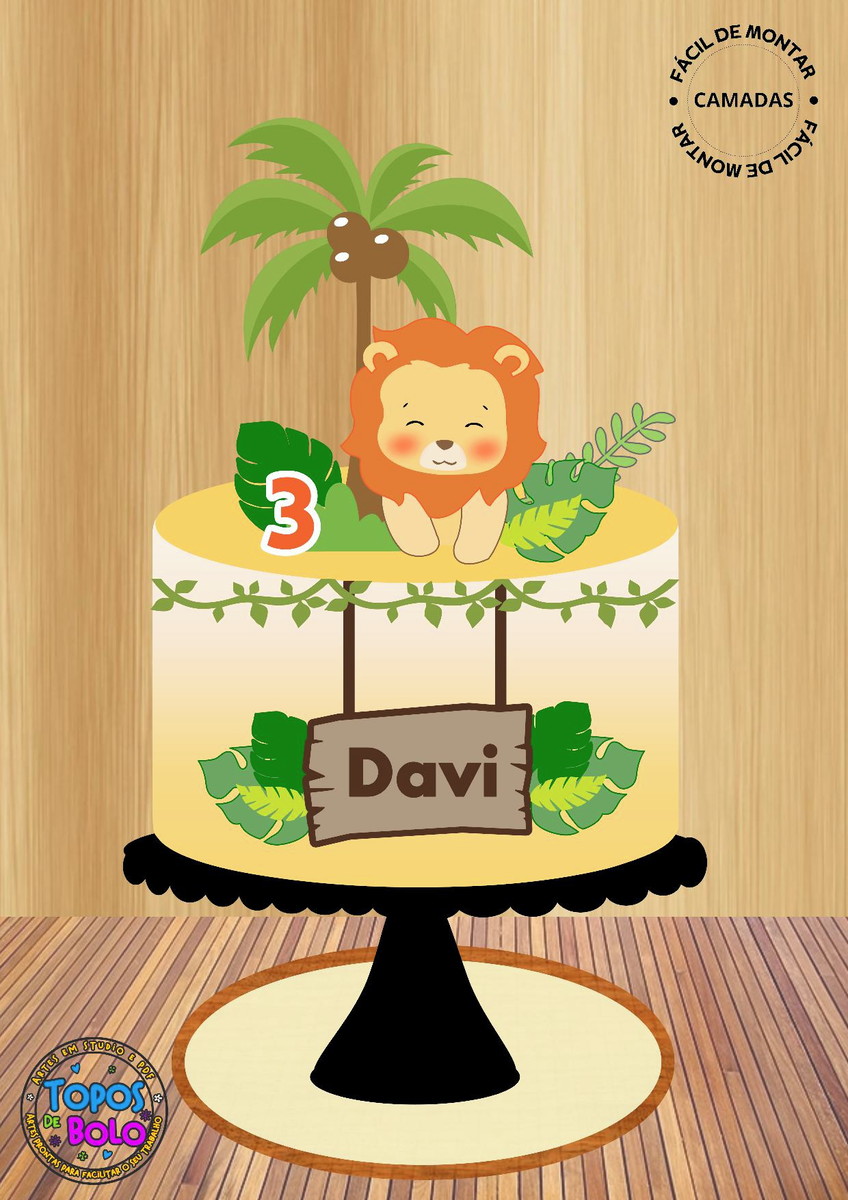 Arquivo de Corte Topo de Bolo Leão Baby