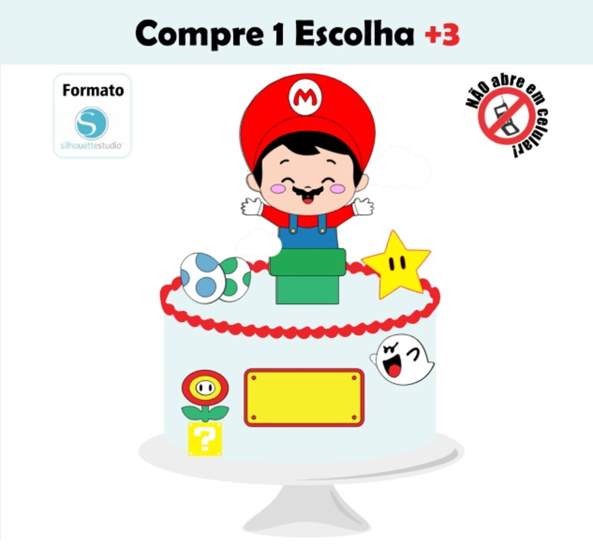 Arquivo de Corte Topo de Bolo Mario Bebê