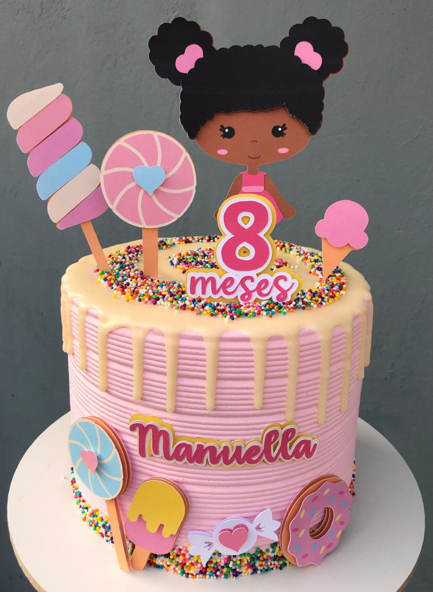 ARQUIVO DE CORTE Topo de Bolo - Menina Doces