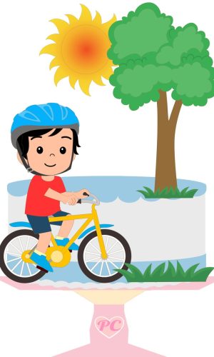 273 - Arquivo de Corte Topo de Bolo Menino com Bicicleta