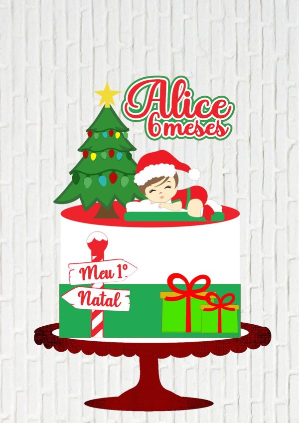 Arquivo de Corte Topo de Bolo Meu Primeiro Natal Menina