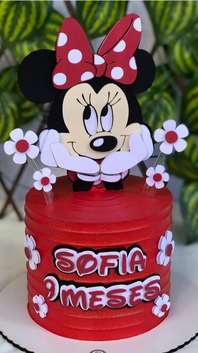 Arquivo de corte topo de bolo Minnie rosa camadas