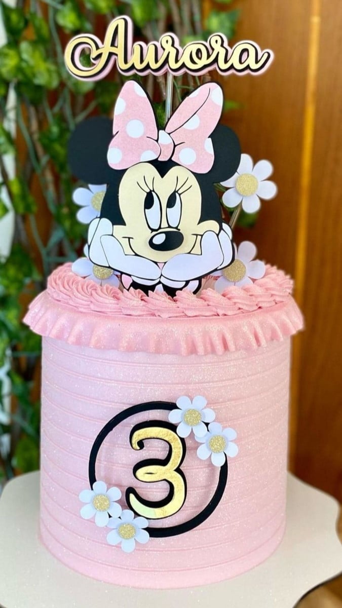 Arquivo de corte topo de bolo Minnie rosa camadas