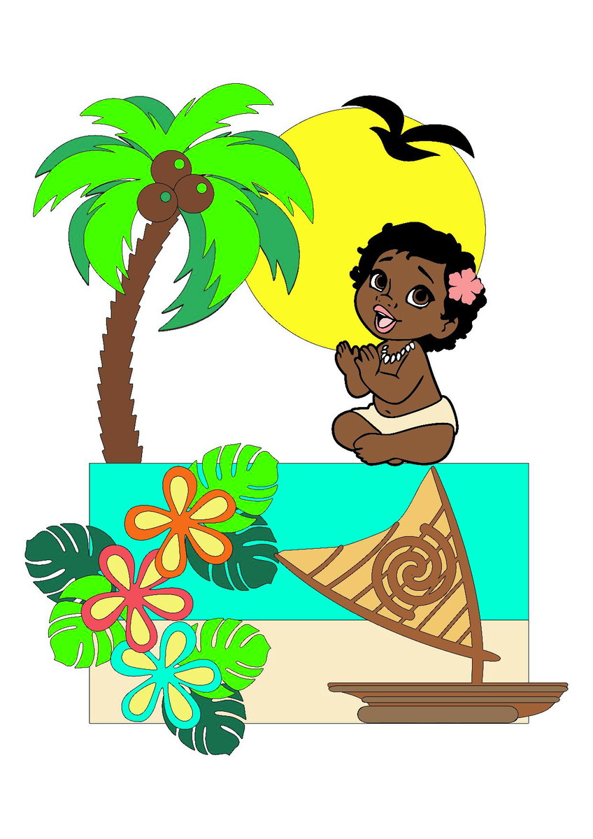 Arquivo de Corte Topo de Bolo Moana Baby em Camadas