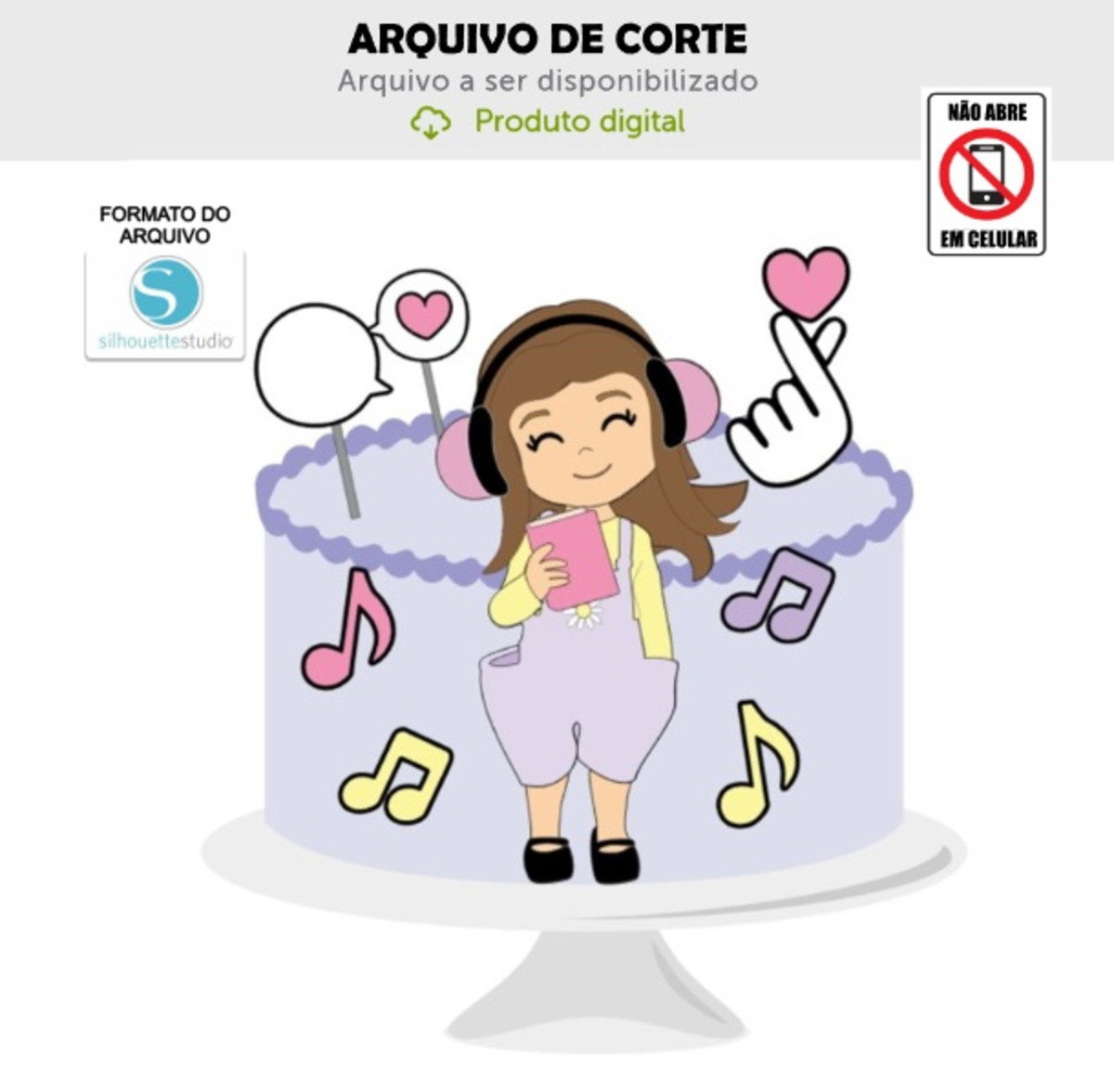 Arquivo de Corte Topo de Bolo Musica Menina