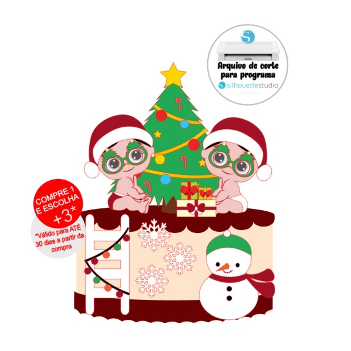 Arquivo de Corte Topo de Bolo Natal Bebês