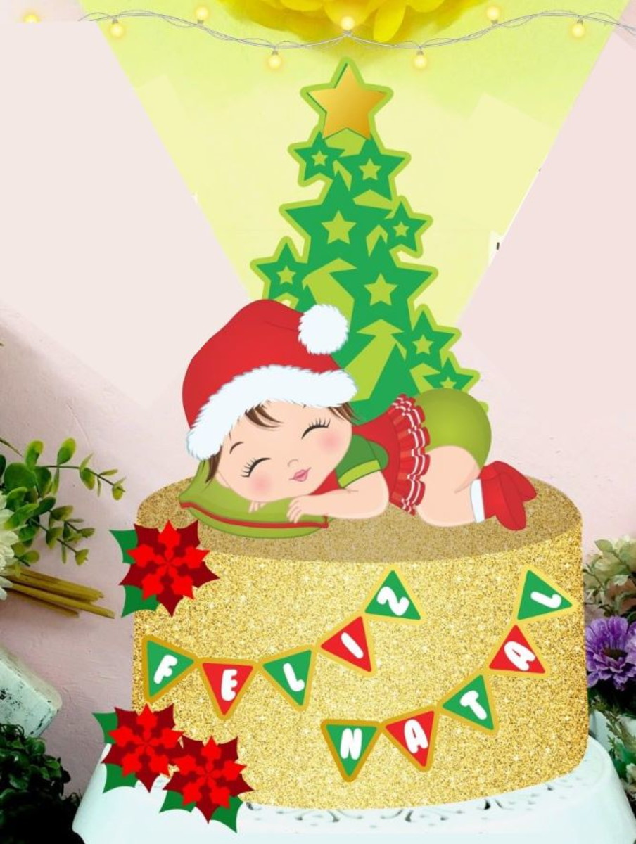 Arquivo de Corte Topo de Bolo Natal Menina e Menino