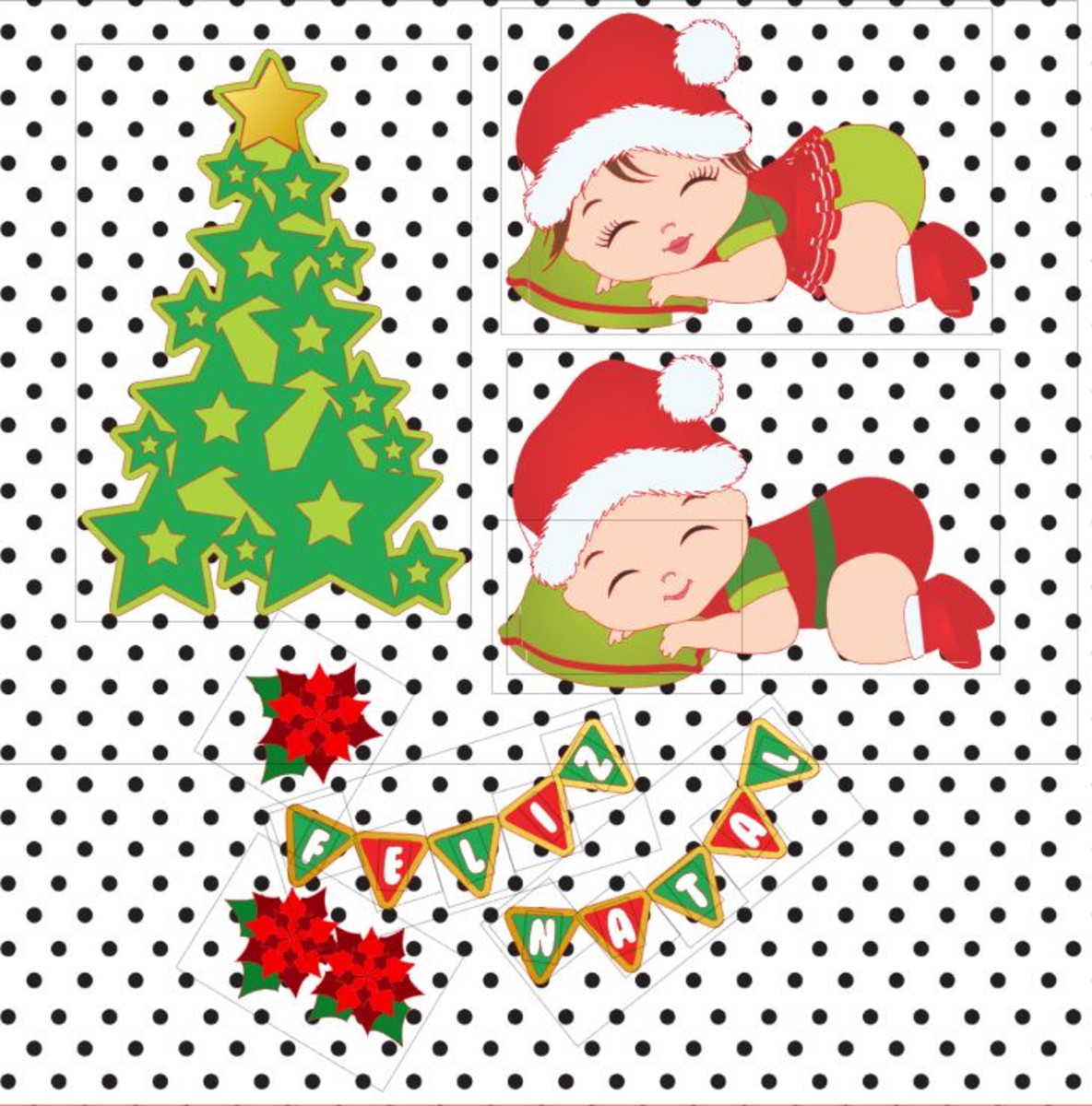 Arquivo de Corte Topo de Bolo Natal Menina e Menino - Imagem 2