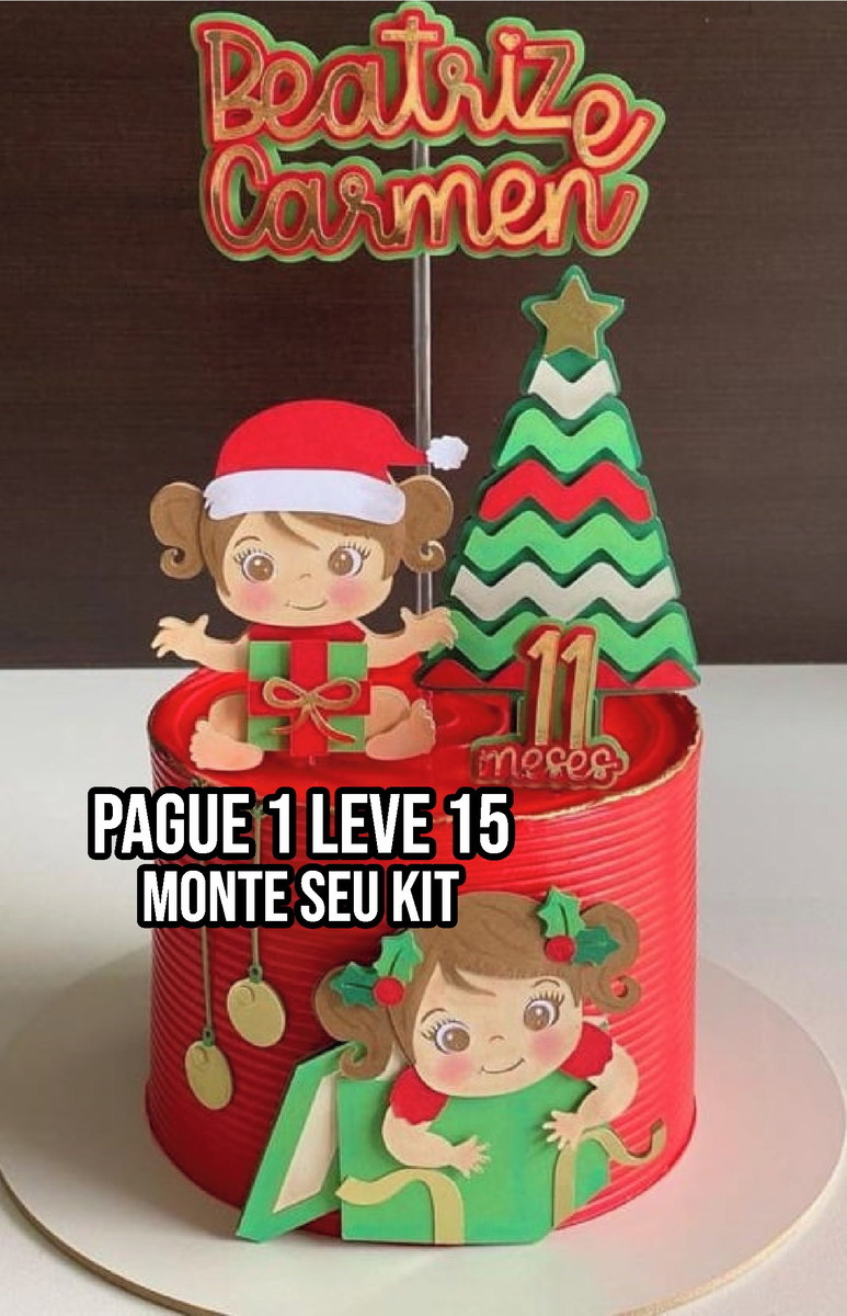 Arquivo de Corte Topo de Bolo Natal Menina Studio+14