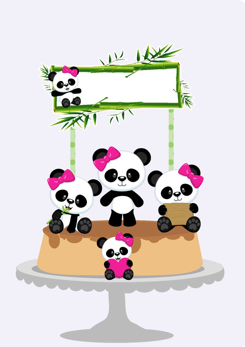 ARQUIVO DE CORTE TOPO DE BOLO PANDA MENINA