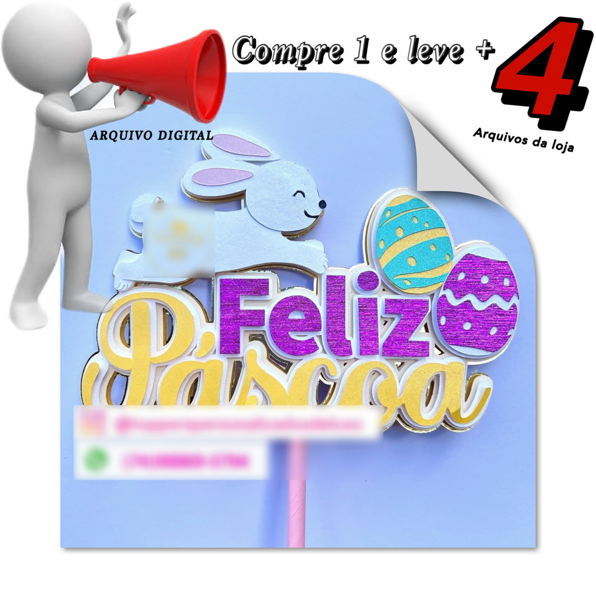 Arquivo de Corte Topo de Bolo Páscoa - 3 - Feliz Páscoa - Imagem 3