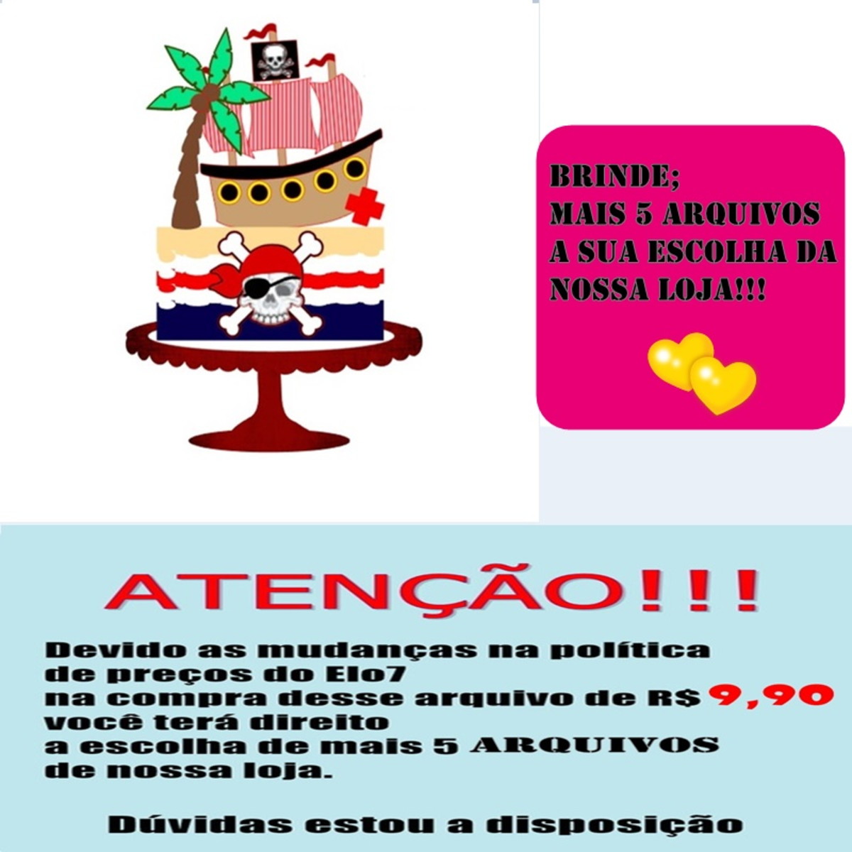 Arquivo de corte Topo de Bolo Piratas - Imagem 3