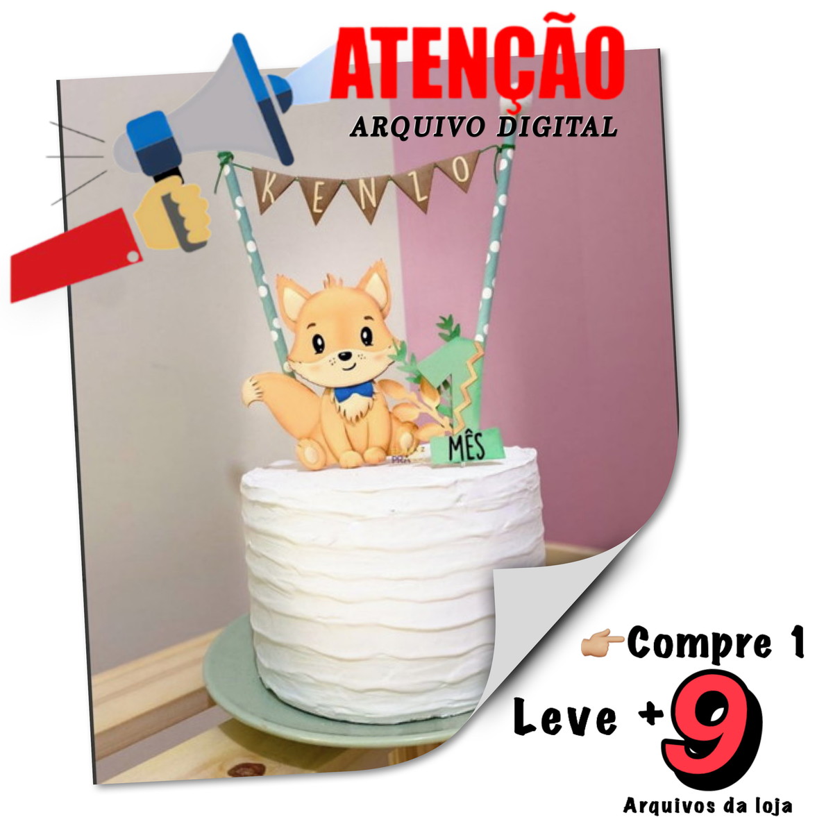 Arquivo de Corte Topo de Bolo - Raposinha em Camadas