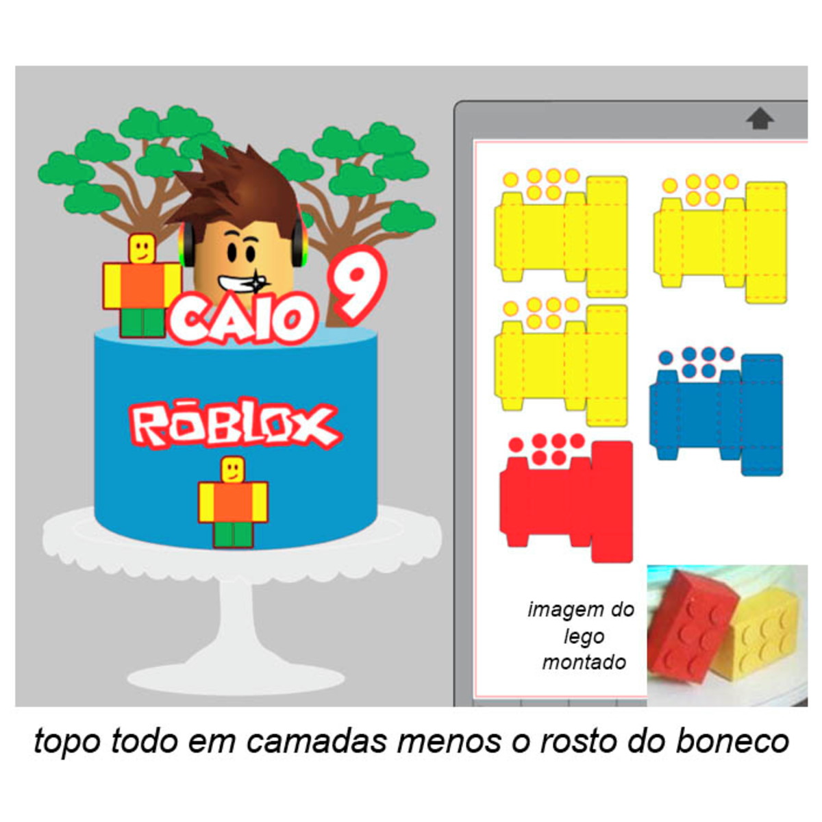 Arquivo De Corte Topo De Bolo Roblox 4 + Brinde