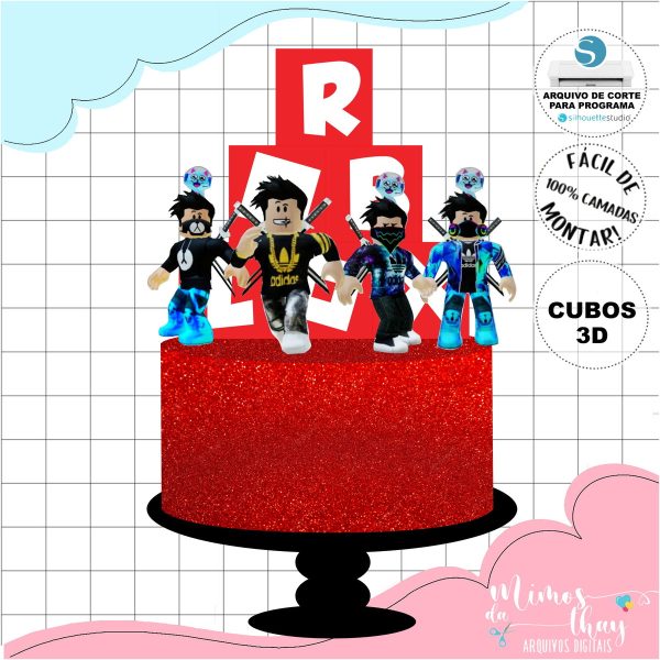 Arquivo de Corte: Topo de Bolo Roblox + Cubo 3d 004