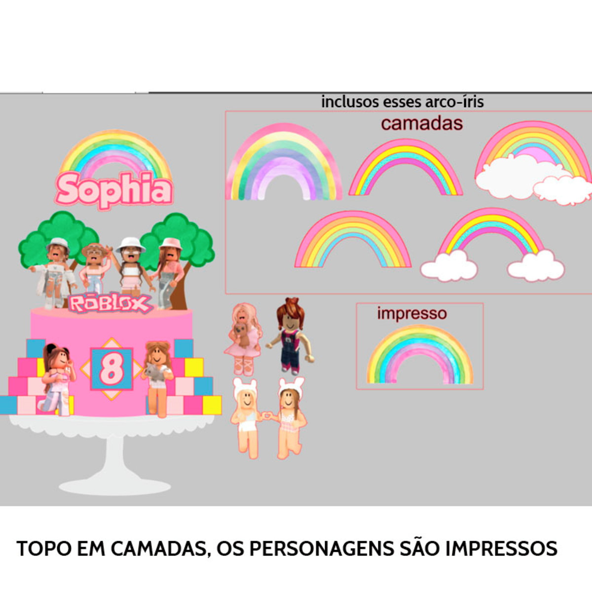 Arquivo de Corte Topo de Bolo Roblox Menina + Brinde