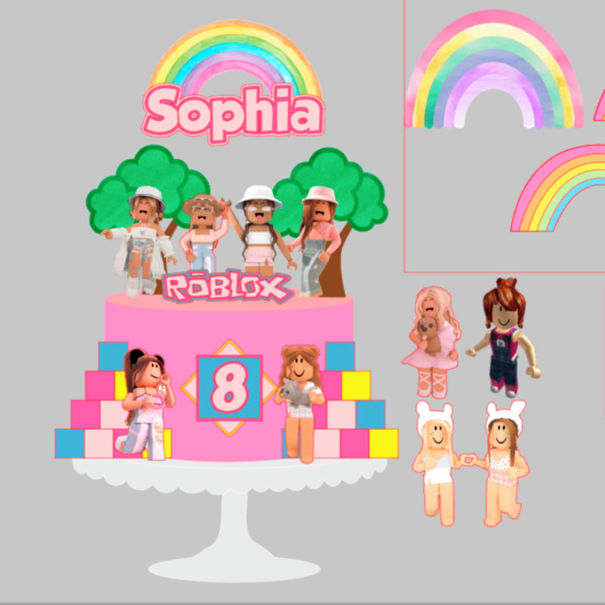Arquivo de Corte Topo de Bolo Roblox Menina + Brinde - Imagem 2