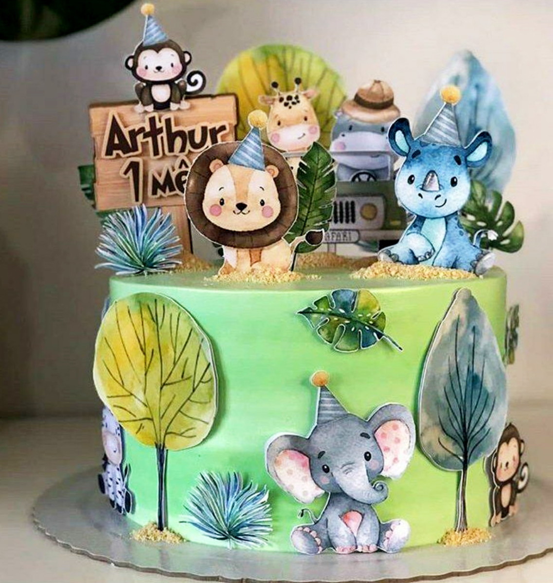 Arquivo de Corte Topo de Bolo Safari Aquarela