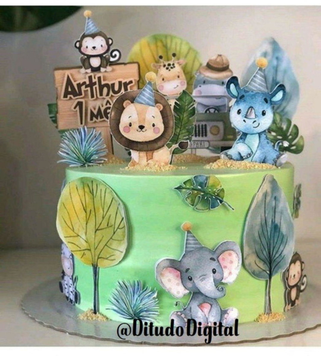 Arquivo de Corte Topo de Bolo Safari Aquarelado Studio
