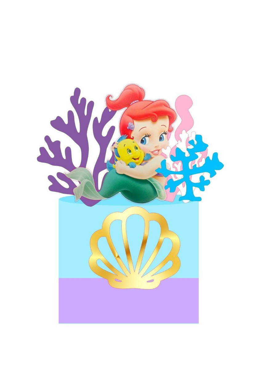 ARQUIVO DE CORTE TOPO DE BOLO SEREIA ARIEL baby