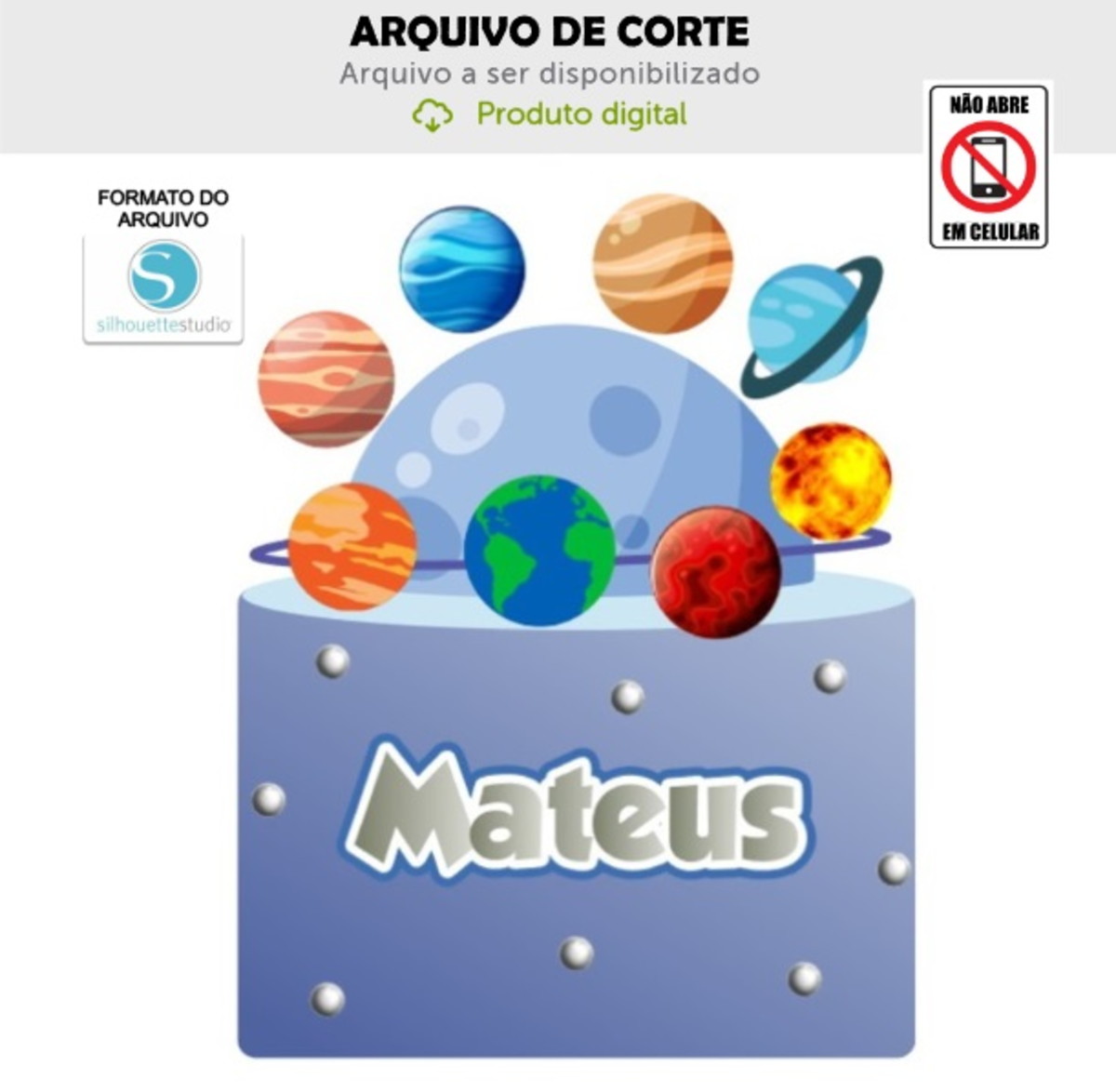 Arquivo de Corte Topo de Bolo Sistema Solar