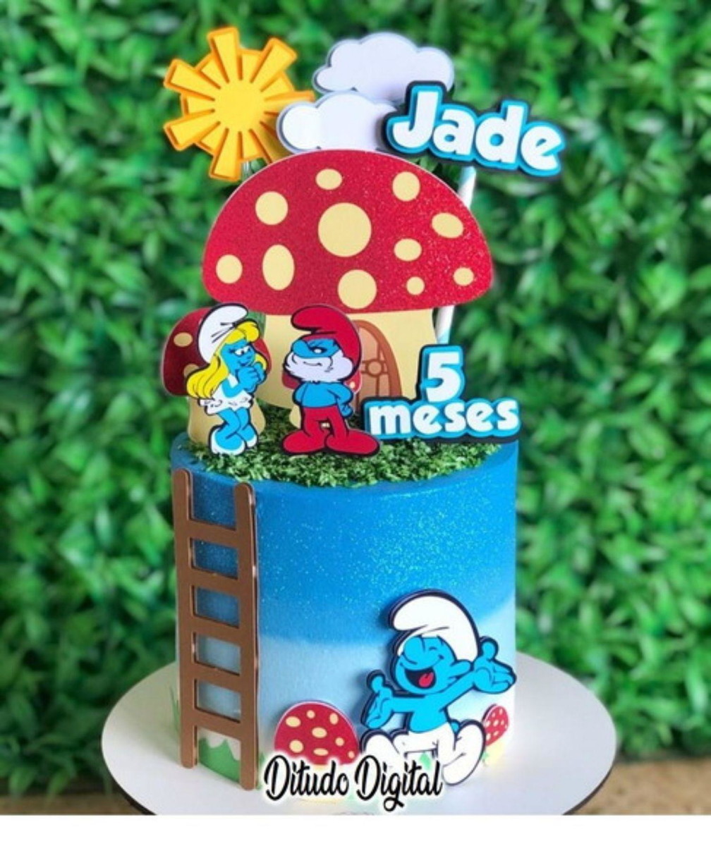Arquivo de Corte Topo de Bolo Smurfs Studio