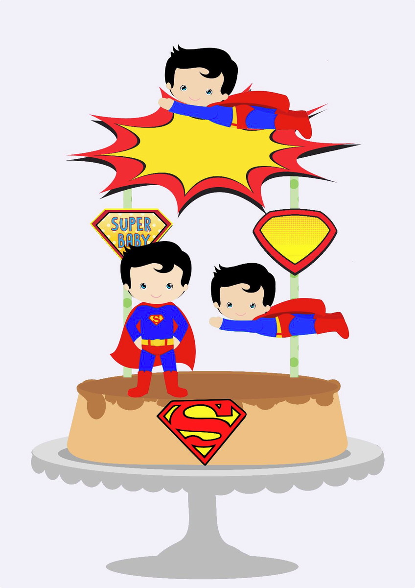 Arquivo de Corte Topo de Bolo Superman Cute Impresso
