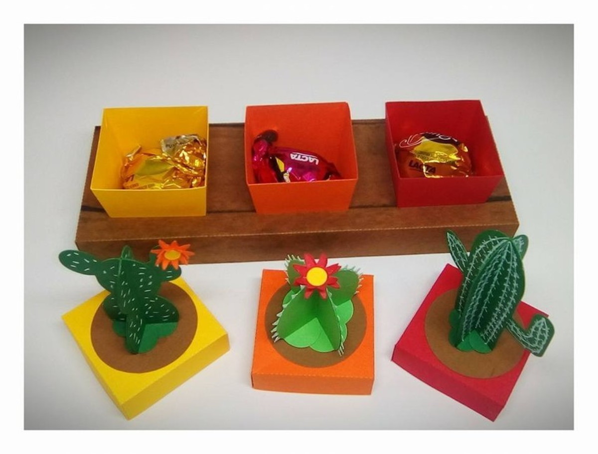 Arquivo de Corte Trio de cactos Porta Bombom-Silhouette