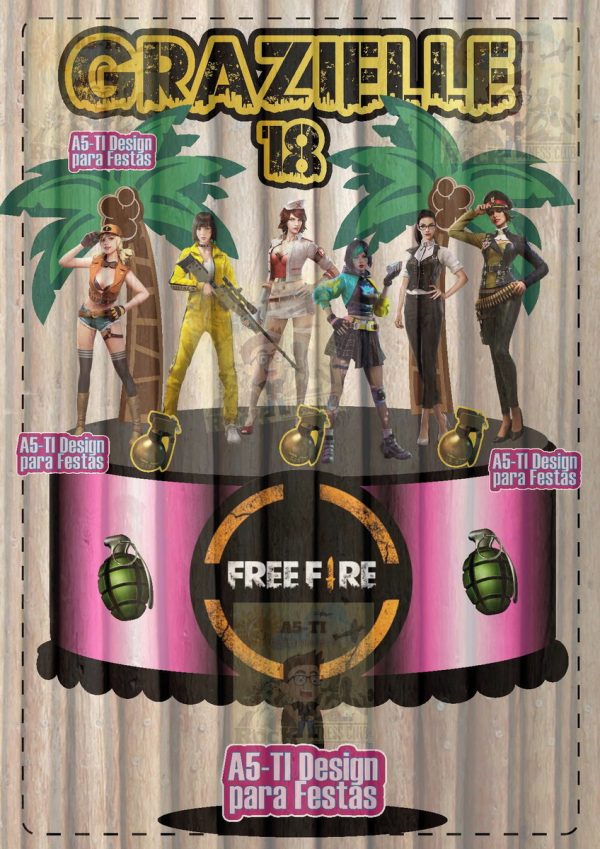 415 - Arquivo Topo de Bolo Free Fire Mulher - Studio